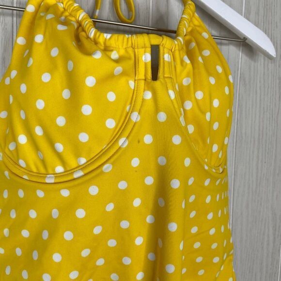 Ashley Graham Swimsuits for All Underwire Polka Dot Women's Yellow Size 12 NWT - Picture 4 of 9